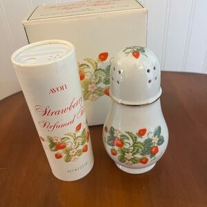 Vintage Avon strawberry 🍓 sugar shaker and talc